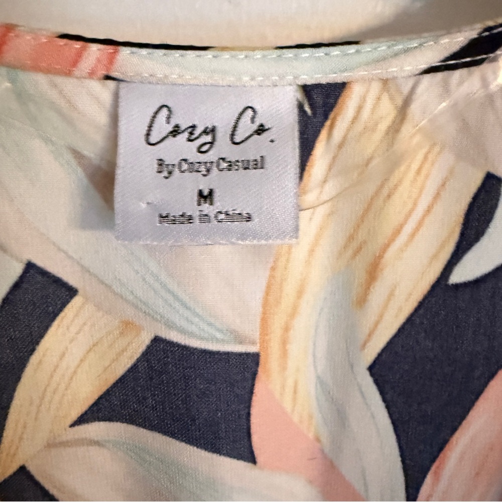 Cozy Co by Cozy Casual Navy Tropical Leaf Print Maxi Kimono Swim Cover Up Medium - Picture 2 of 9